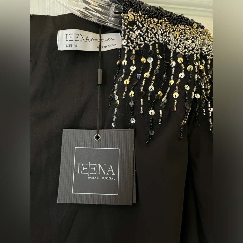 Mac Duggal Women’s NWT Classic Black Embellished Shoulders Gown size 12 … - Picture 7 of 12